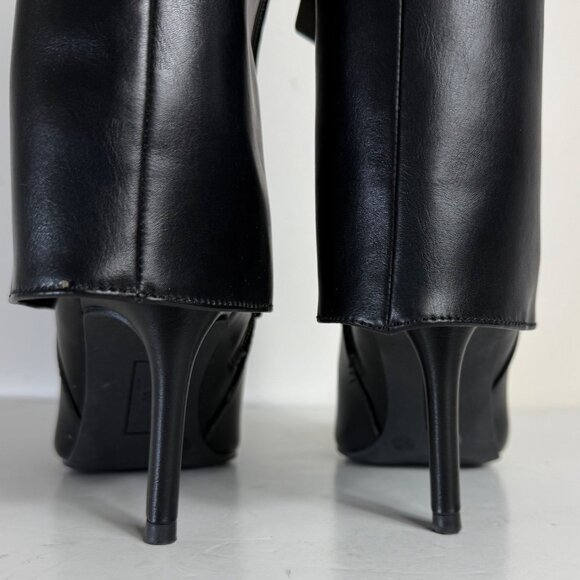 Worthington Black Stiletto Dress Boots Size 6.5 Fold Over Pointed Toe Night Out - Picture 6 of 16